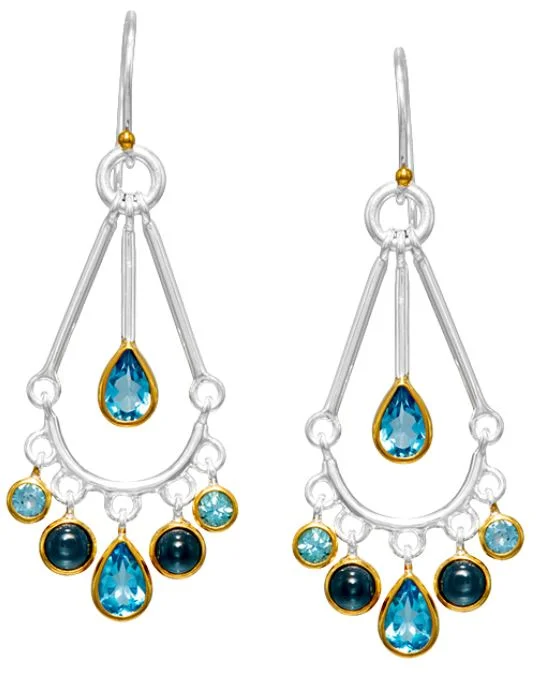 Michou SS/22KY Vermeil Chandelier Blue Topaz Earrings