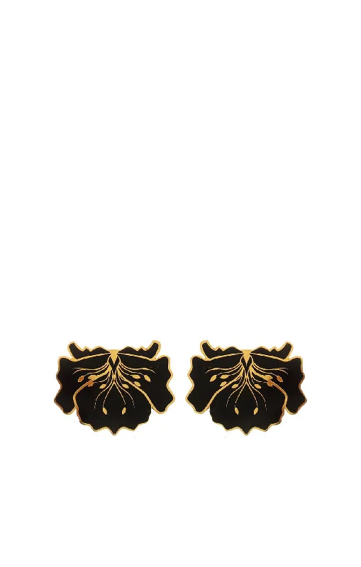 Mini Poppy Black Earrings