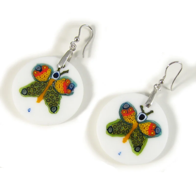 Murano Glass Butterfly earrings Murrine | Venetian Glass Mosaic Jewelry