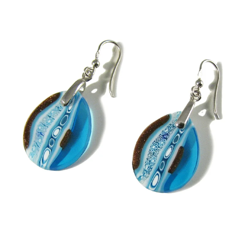 Murano glass drop-shaped Aquamarine earrings "Inglesina"