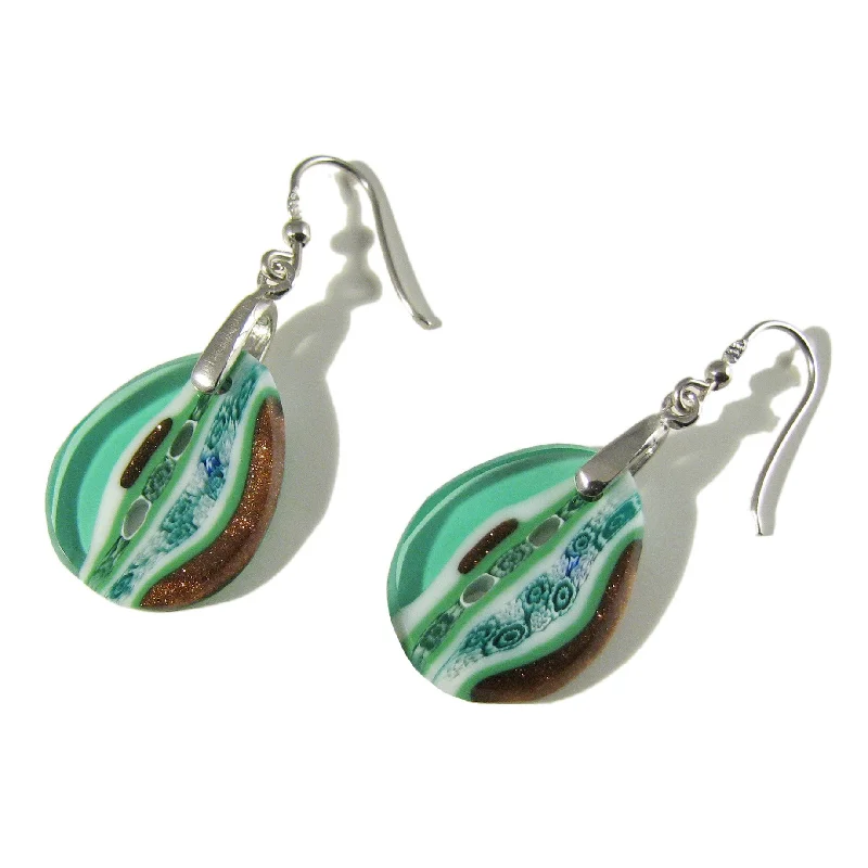 Murano glass drop-shaped Green earrings "Inglesina"