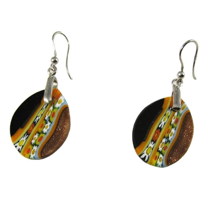 Murano glass drop-shaped Multicolor Black earrings "Inglesina"