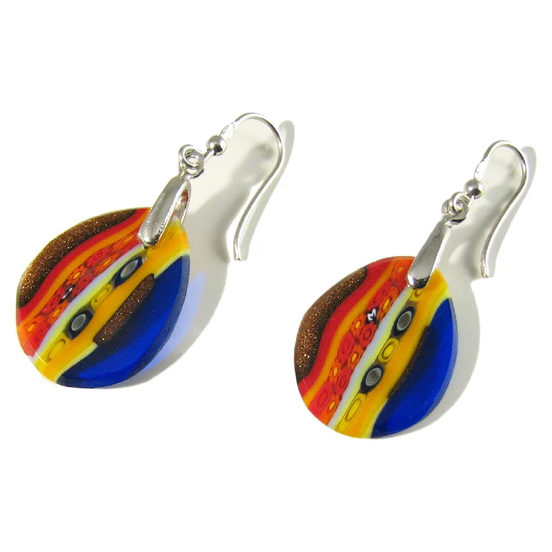 Murano glass drop-shaped Multicolor Blue earrings "Inglesina"