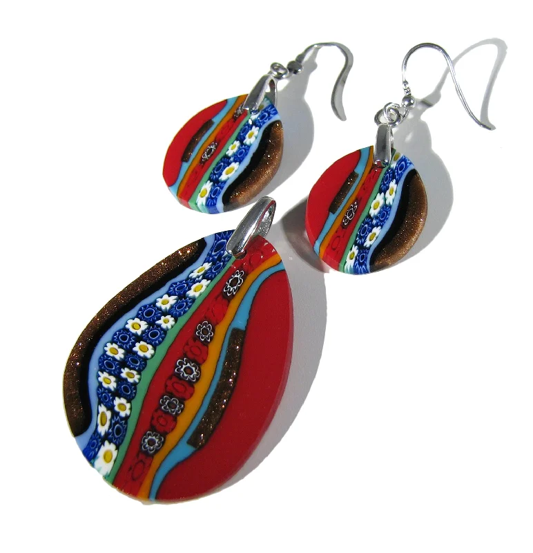 Murano glass drop-shaped Pendant & earrings set Inglesina