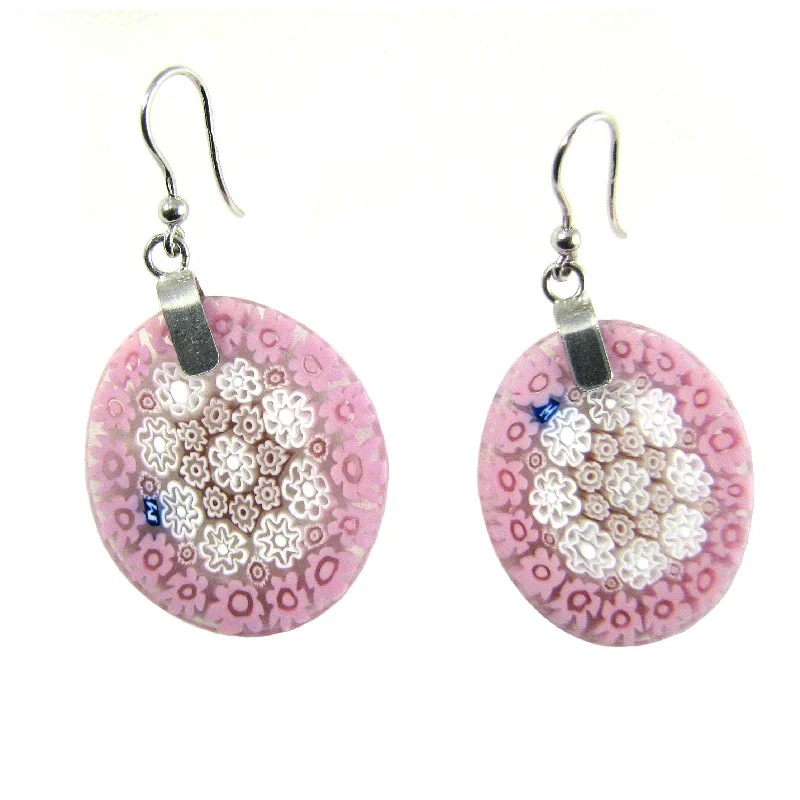 Murano glass oval earrings "Millefiori"