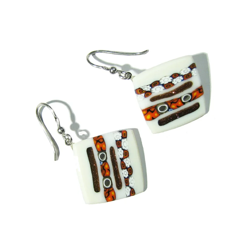 Murrine Murano glass square earrings "Inglesina"