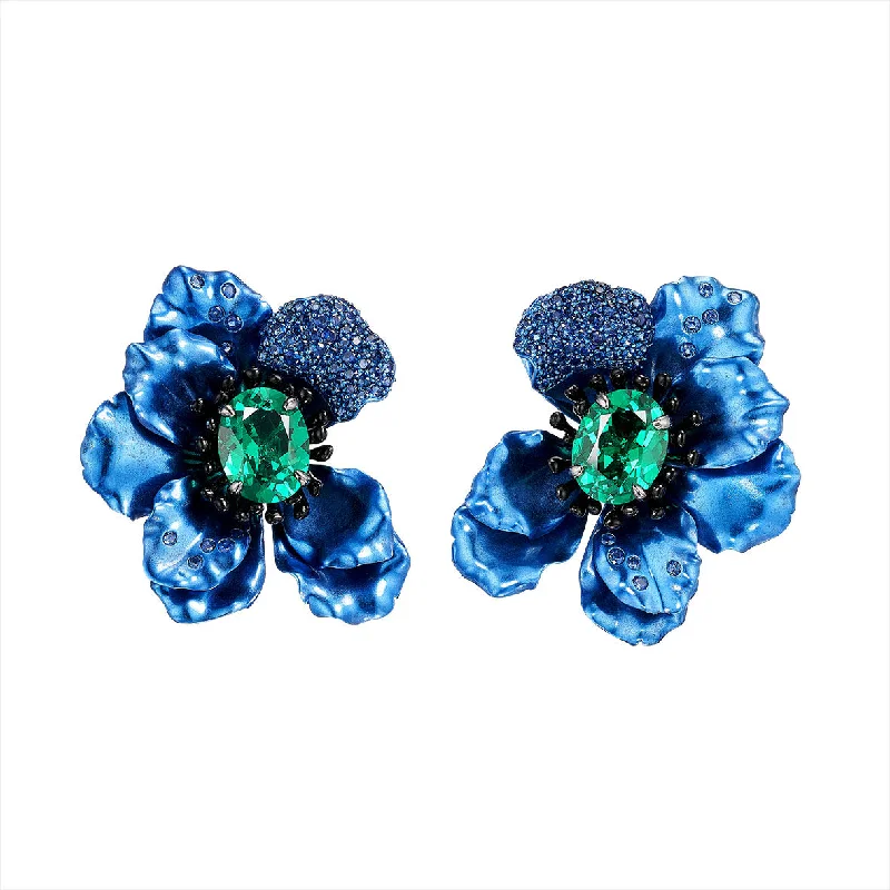 Paraiba Blue Poppy Earrings