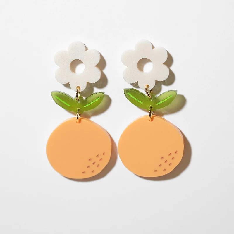 Pastel Orange Blossom Dangle Earrings