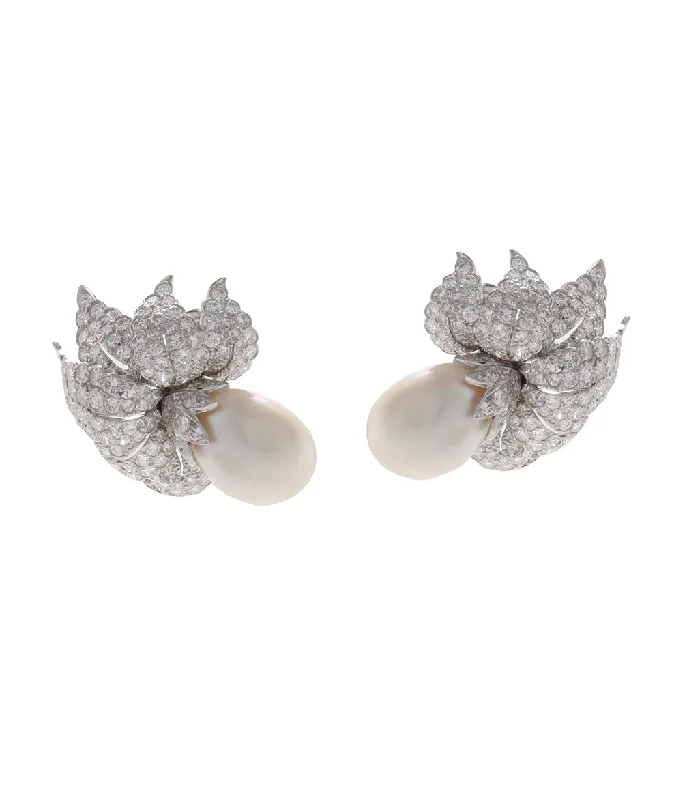 Pearl and Diamond Earrings