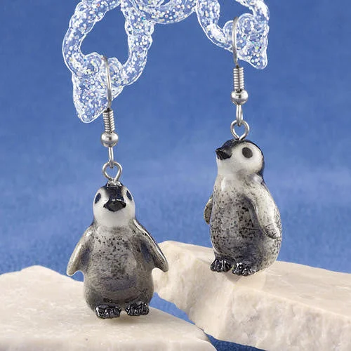 Penguin Baby Porcelain Earrings (3/4" Tall)