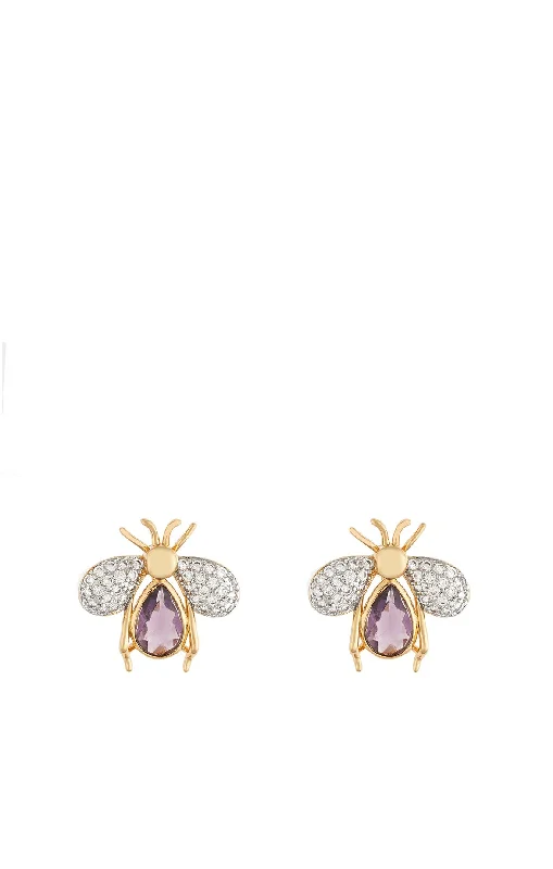 Amethyst Royal Bee Stud Earrings