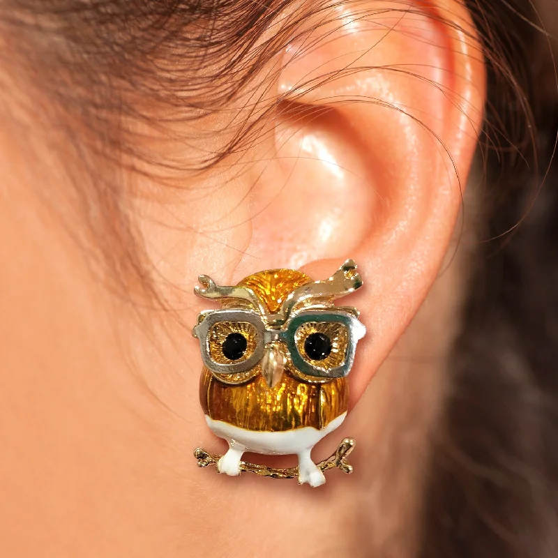 Owls With Glasses Earrings