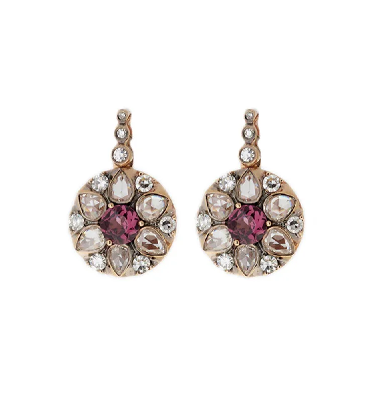 Rhodolite And Diamond Earrings