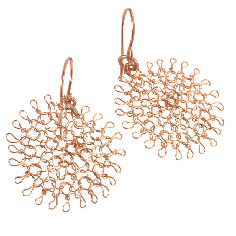 Rose Gold Daisy Earrings , Handmade Dangle Flower Earrings , Wire Crochet Earrings