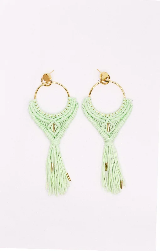 Mint Handwoven Boho Earrings