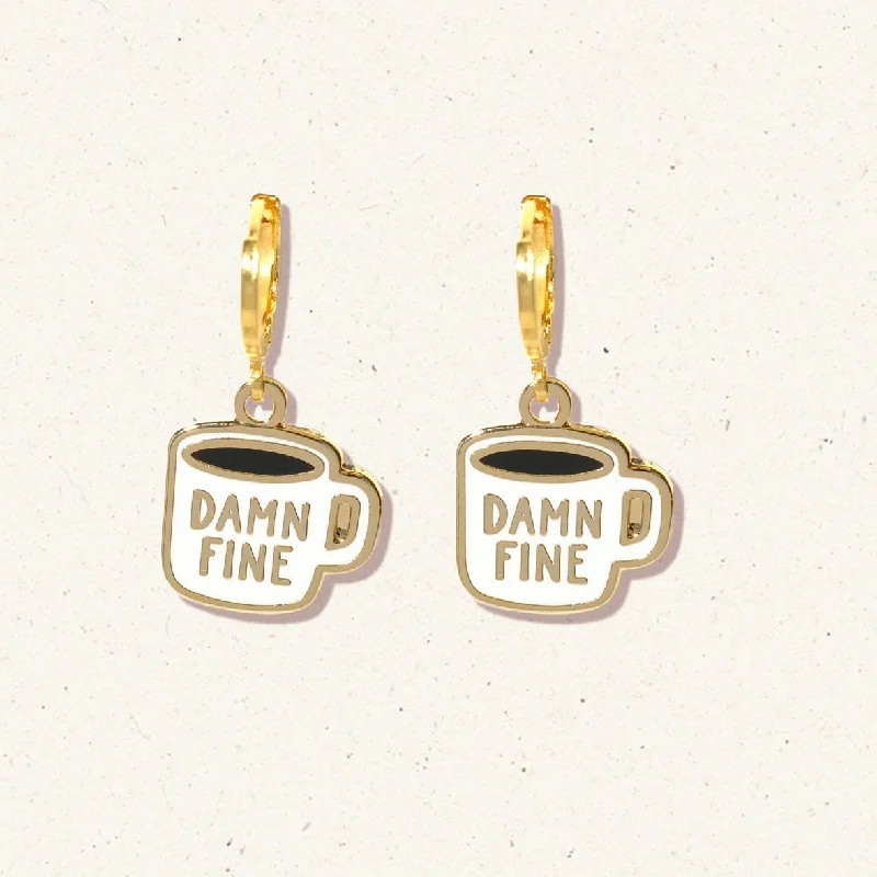 Twin Peaks damn fine coffee huggie hoop earrings