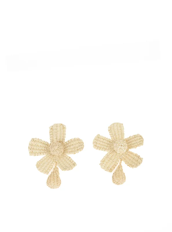 Beige Flower Toquilla Earrings