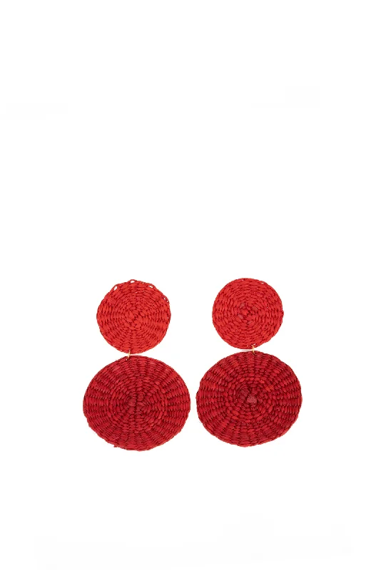 Red and Orange Round Toquilla Earrings