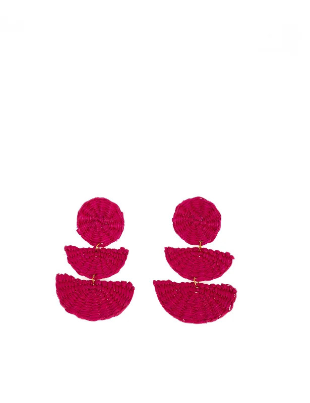 Wana Toquilla Love Earrings- Fuchsia