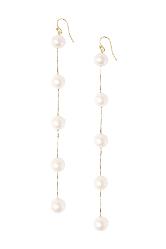 White Pearl Duster Earrings