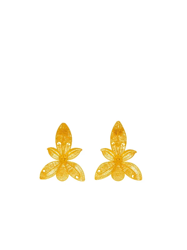 Yellow Hand-painted Royal Filigree Earrings